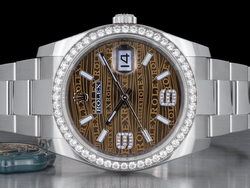 Rolex Datejust 116244 Oyster Bracelet Chocolate Wave Factory Diamonds Dial Diamonds Bezel